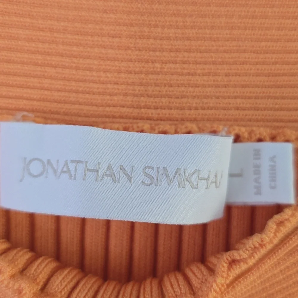 JONATHAN SIMKHAI Orange Sade Rib Knit Midi Skirt Size L - Picture 3 of 7
